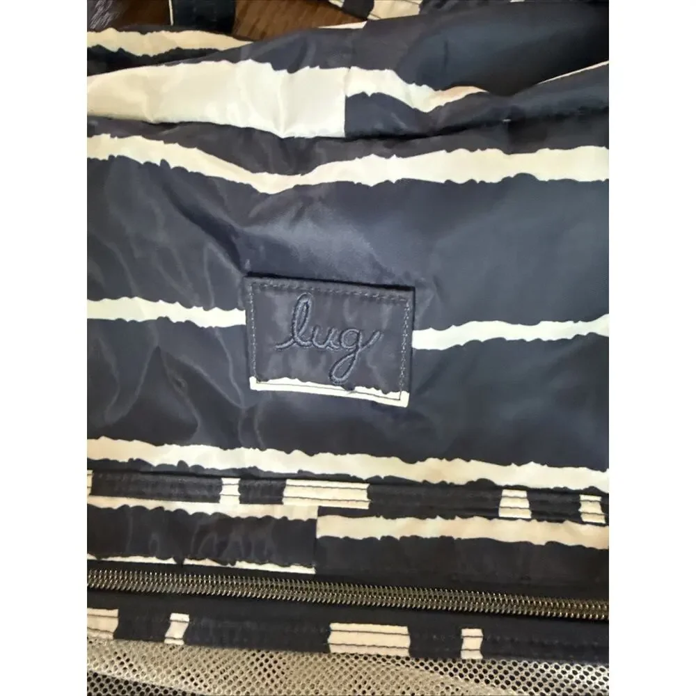 Lug Bossa Nova Packable Duffel Bag Navy White Stripe Travel Weekender Gym Tote